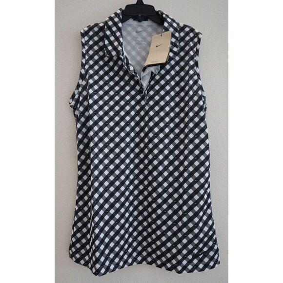 Nike DX1505 Women's Sz XS Black Dri-FIT Victory Sleeveless Printed Golf Polo - Picture 1 of 8